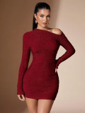 Women's Party Evening Dress Tight Fitting Red Chic Mini Dress