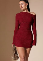 Women's Party Evening Dress Tight Fitting Red Chic Mini Dress