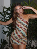 Sexy Women's Autumn & Winter Slash Shoulder Knitted  Bodycon Dress