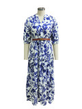 Elegant Lady's Summer Fashion Printed Casual Long Dress
