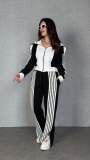Women Color-Blocked Long-Sleeved Zipper Top and Pants Two-Piece Set