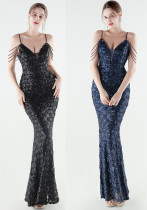 Women's Formal Party Dress Sequin Strap Slim Fit Mermaid Evening Gown