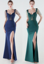 Women's Luxury Slim Waist Beaded Floral Evening Gown Women's Luxury Slim Waist Beaded Floral Evening Gown