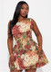 Women's Oil Painting Style Jacquard Round Neck Sleeveless Slim Waist Slim Fit Dress