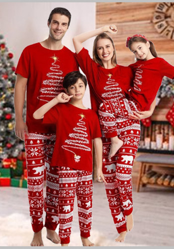 Family Christmas Homewear Letter Print Matching Pajamas