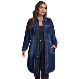 Plus Size Women Autumn/Winter Long-Sleeved Denim Jacket