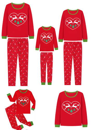 Family Christmas Homewear Deer Print Long Sleeve Pajamas Set