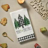 Christmas Truck Tree Plaid Print Dish Cloth Kitchen Towel