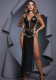 Women's Sexy Costume Black Sheer Mesh Strap Long Dress