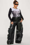 Women's Winter Zipper Detachable Multi-Pocket Fashion Leather Pants