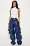 Women's Winter Zipper Detachable Multi-Pocket Fashion Leather Pants