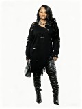 Women Autumn/Winter Knitting Crochet Ripped Slash Shoulder Dress