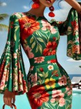 Women Elegant Sexy Printed Dress