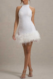 Women Sexy Sleeveless Sparkling Furry Sequin Dress