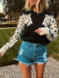 Plus Size Women Casual Leopard Top Sweater