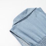 Women's Summer Blue Sexy Button Denim Long Dress