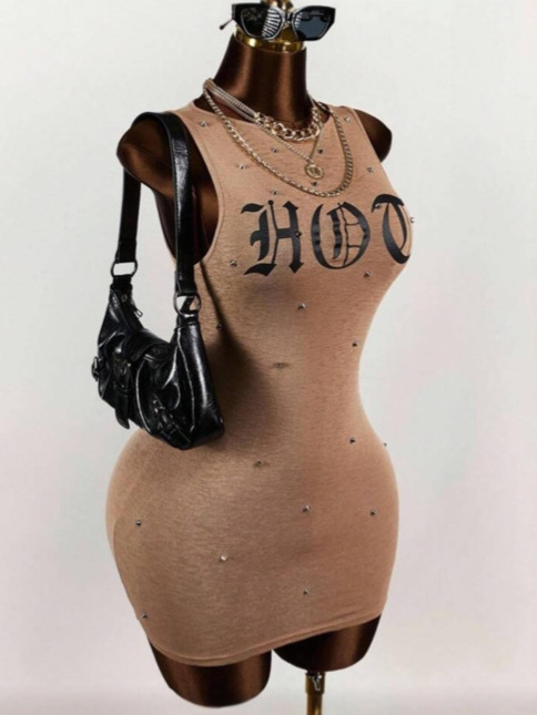 Printed Stretchy Sleeveless Bodycon Dress for Evening Parties