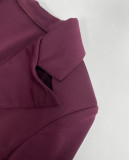 Women Autumn/Winter Solid V Neck Turndown Collar Pleated Blazer Dress