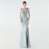 Women's Luxury Slim Waist Beaded Floral Evening Gown