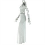 Women Sexy Round Neck Patchwork Solid Bodycon Dress