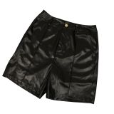 Women's Autumn Winter Casual Fashion Hooded Leather Jacket and Shorts  Set