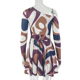 Women's Summer Print Elegan A-Line Raglan Sleeve Off-Shoulder Dress