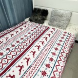 Christmas Holiday Blanket Flannel Print Shawl Sofa Throw