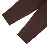 Women Autumn/Winter Asymmetrical Off-Shoulder Stacked Gathered Long-Sleeved Top and Cropped Pants Two-Piece Set