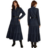 Women Denim Long-Sleeved Dress