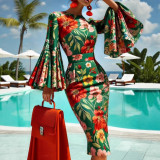 Women Elegant Sexy Printed Dress