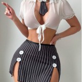 Women's Seductive Roleplay Lingerie Plaid Shirt and Skirt Costume