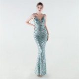 Women's Plus Size Luxury Sequin Slim Fit Mermaid Evening Gown
