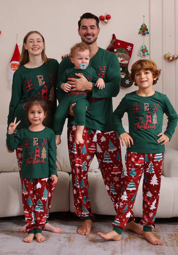 Family Christmas Homewear Reindeer Print Long Sleeve Pajamas Set