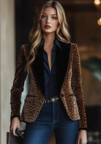 Women Leopard Print Blazer