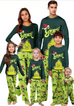 Family Christmas Homewear Grinch Print Long Sleeve Pajamas Set Family Christmas Homewear Grinch Print Long Sleeve Pajamas Set