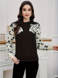 Plus Size Women Casual Leopard Top Sweater