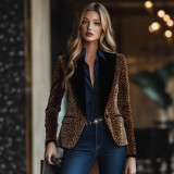 Women Leopard Print Blazer