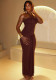 Women Lace-Up Pleated Bustier Sleeveless Backless Solid Bodycon Dress