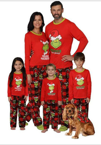Family Autumn Winter Homewear Christmas Monster Print Pajamas Set