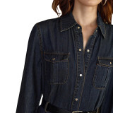 Women Denim Long-Sleeved Dress