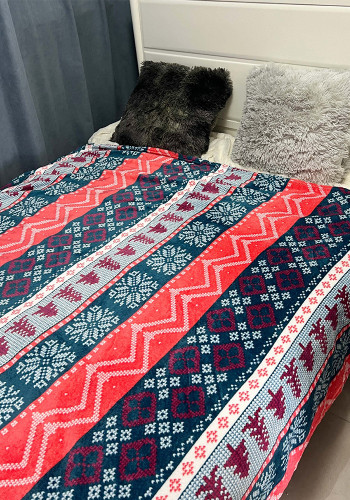 Christmas Holiday Blanket Flannel Print Shawl Sofa Throw