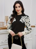 Plus Size Women Casual Leopard Top Sweater