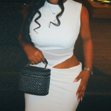 Women Sexy Round Neck Patchwork Solid Bodycon Dress