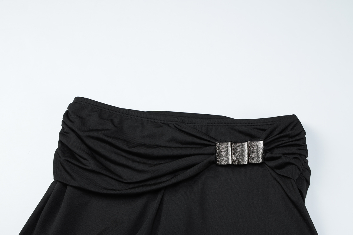 Women Autumn Sexy Backless Halter Neck Strapless Top and Solid Bell Bottom Pant Two-Piece Set