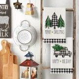 Christmas Truck Tree Plaid Print Dish Cloth Kitchen Towel