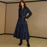 Women Denim Long-Sleeved Dress