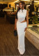 Women Sexy Round Neck Patchwork Solid Bodycon Dress