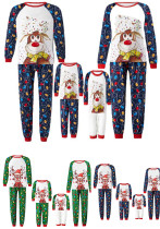 Family Autumn Winter Christmas Homewear Happy Deer Print Matching Pajamas Set