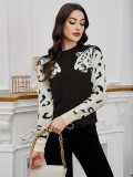 Plus Size Women Casual Leopard Top Sweater