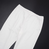 Women Autumn/Winter V-Neck Button-Up Solid Blazer Cropped Pants Two-Piece Set